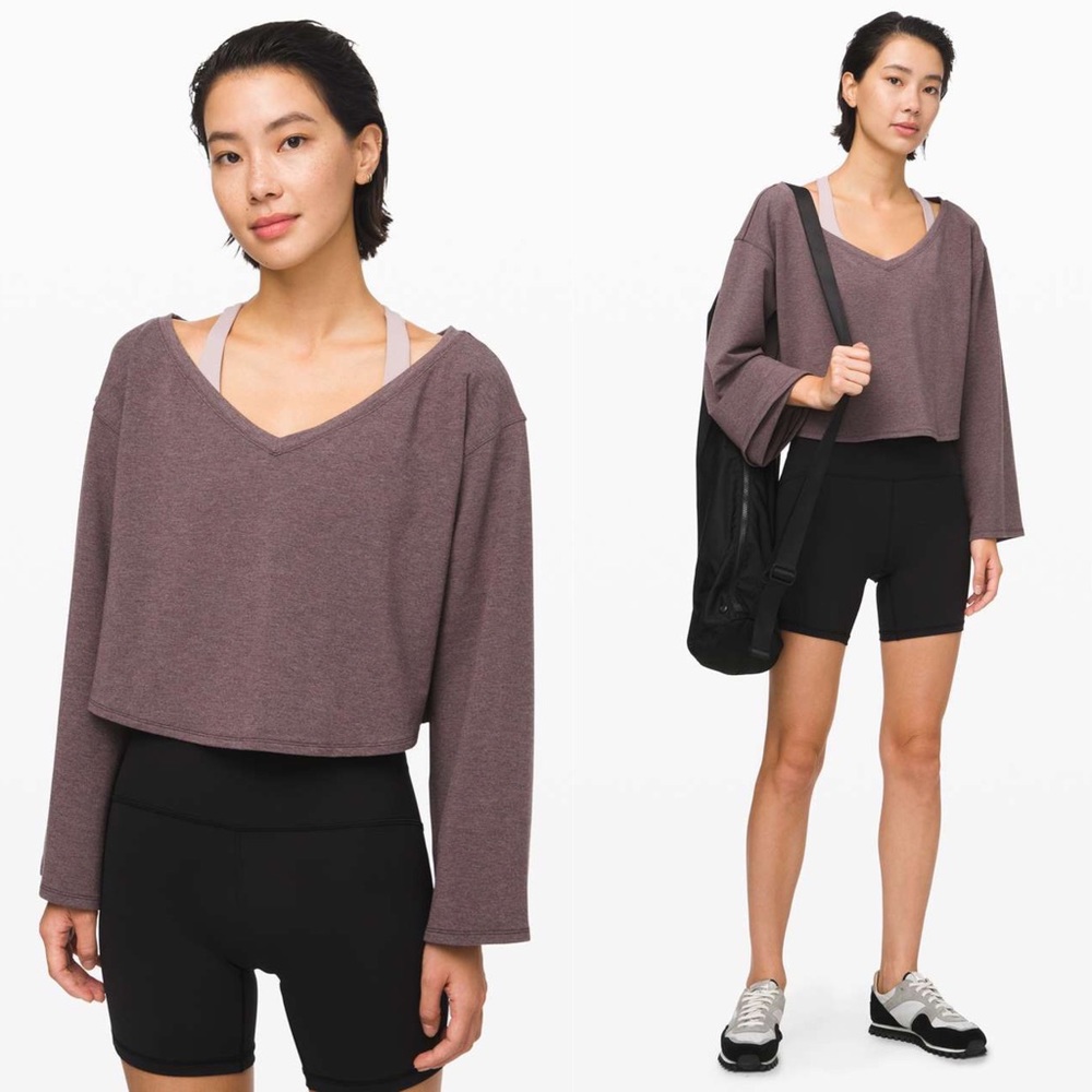 Lululemon show your depth long sleeve in heathered antique bark